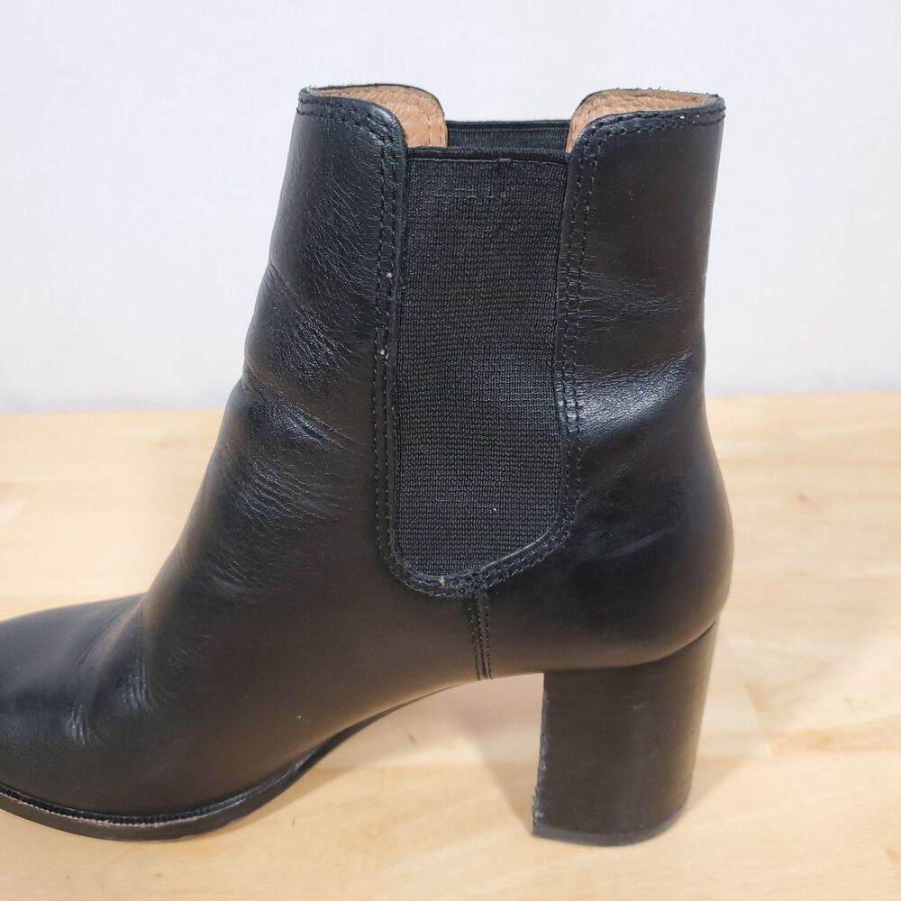 Madewell Laura Ankle Boot Women's Sz 6.5 Black Leather Chelsea PullOn Block Heel - Picture 6 of 11